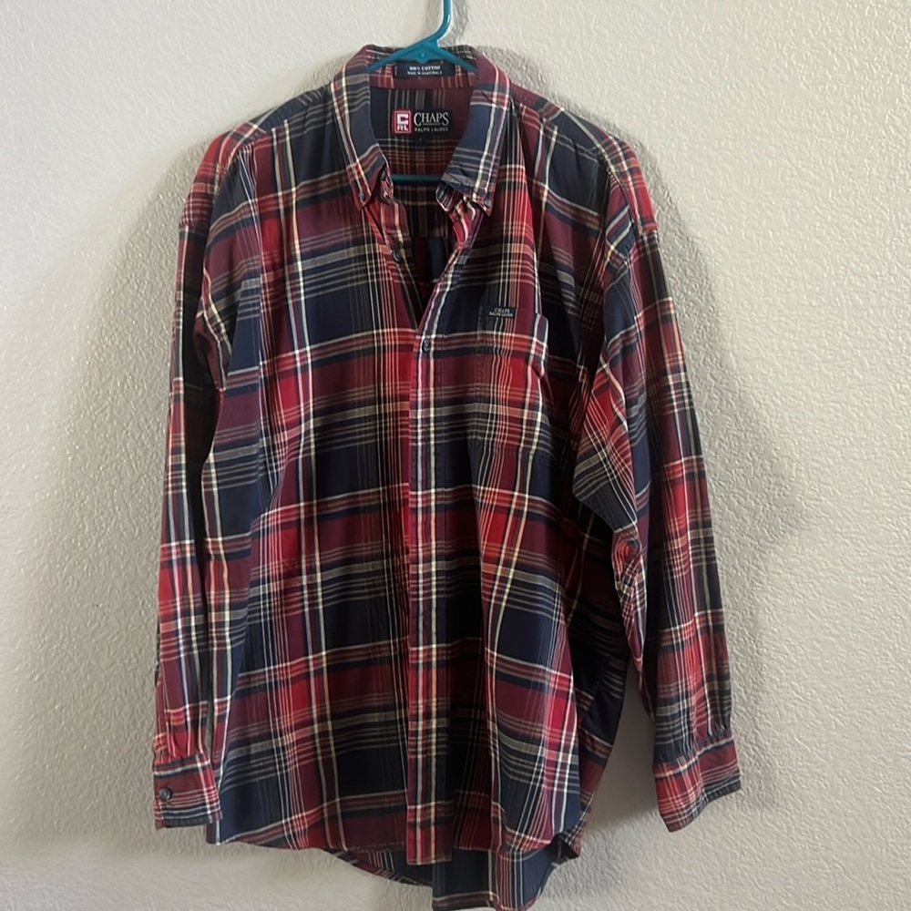 Chaps Ralph Lauren mens plaid button down long sleeve shirt Size L